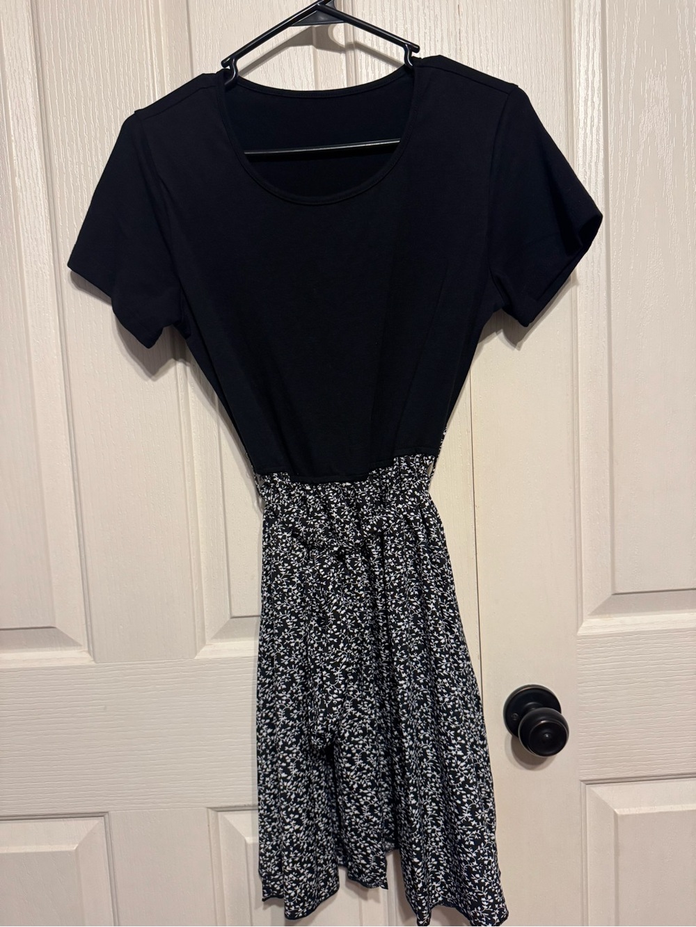 Cupshe Black Top Mini Dress with Black & White Floral Skirt
